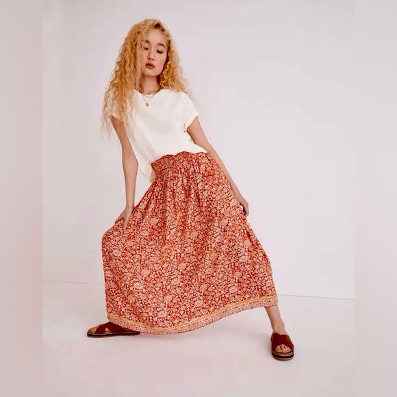 New! Natalie Martin Orange Floral Silk Bella Maxi Skirt 🧡 Small - Picture 3 of 16